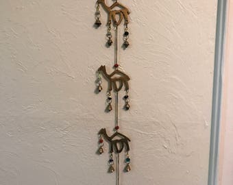 Brass Camel Chime, Vintage Brass Camels, Vintage Brass Camel with Bells, Hanging Camel Chime, Wind Chime, Brass Wind Chime