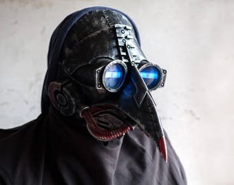 Plague Doctor Mask Halloween Costume Cosplay LED Steam Punk Cyberpunk light up face masks Bird Prop Dr. Dr