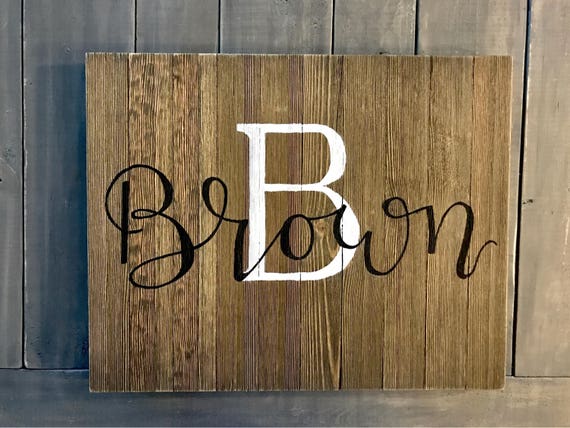 Custom Hand-painted Wooden Sign - Monogram with Last Name (optional "established" date)