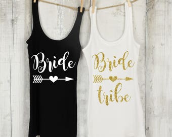 Bachelorette party shirts | Bride Tribe IRON ON | Bride Iron on | Wedding shirts, graphic t shirt | Bride tribe with arrow