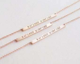 Custom Coordinates Necklace Latitude Longitude necklace Location GPS Coordinates Bridesmaid jewelry