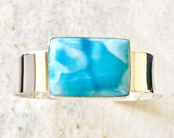 AAA Larimar and Sterling Silver Cuff Bracelet