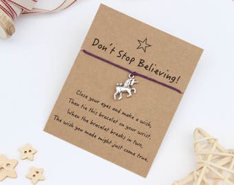 Unicorn Wish Bracelet, Unicorn Jewellery, Don't Stop Believing, Unicorn Friendship Bracelet, Unicorn Bracelet, Unicorn Gift