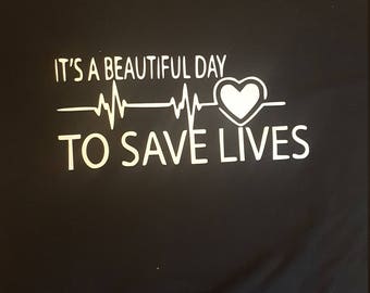 Maglietta Donna Grey's Anatomy - 'It's A Beautiful Day To Save Lives' Scollo A V, Grigio, Regalo Per Fan Della Serie TV