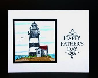 Father's Day Card, Lighthouse Card, Handmade Card, Greeting Card, Masculine Card, Card For Dad