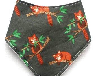 Girls or Boys Bandanna Style Baby Dribble Bib - Noah Red Panda Print