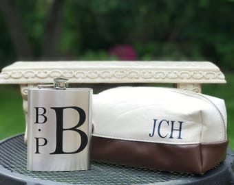 Monogrammed Flask, Personalized Flask, Stainless Steel Flask, Groomsmen Gift, Bachelor Party, Gifts for Him, Father's Day