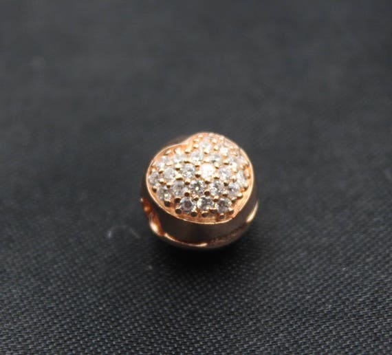 Authentic Pandora ALE R Rose GOLD CZ Stones heart Clip
