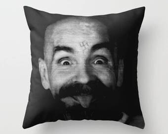 Charles Manson Decorative Pillow - Throw pillows vintage music - Square pillow with\ without zipper