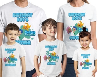 Bubble Guppies Birthday Shirt Personalized Bubble Guppies Party T-Shirts Customized Name and Age
