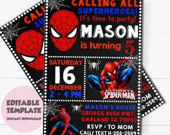 Editable Spiderman Birthday Invitation 7