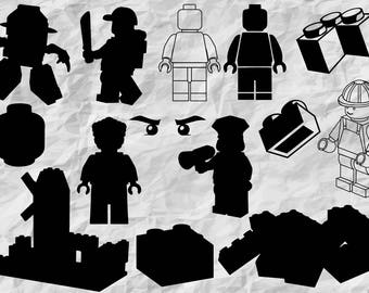 14 Lego Silhouette | Lego Clipart | Lego SVG cut files | printable | vectors | digital files | vinyl design | wall print