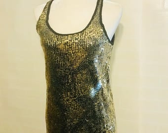 15799 Gold-Mink Tassel Sleeve Sequined Dress