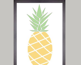 Illustration, A4 poster, yellow pineapple