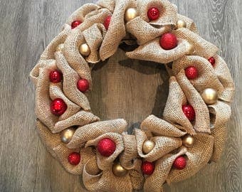 Beautiful Handmade Burlap Christmas Wreath