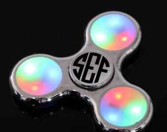 Stainless Steel Personalized Fidget Spinner - Light Up Engraved Fidget Spinner - SILVER