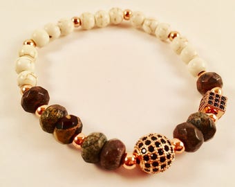 Howlite/Agate and Fireball Stone Bracelet