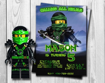 Ninjago Lego, Ninjago Invitation, Ninjago Birthday invitation , Ninjago Party, Ninjago LLoyd, Ninjago Printable, Lego , Green Ninja, Lloyd