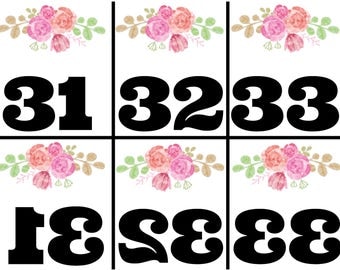 Simple Floral Live Sale Numbers 1-200. Mirrored/reversed numbers for online sales. Instant Download.
