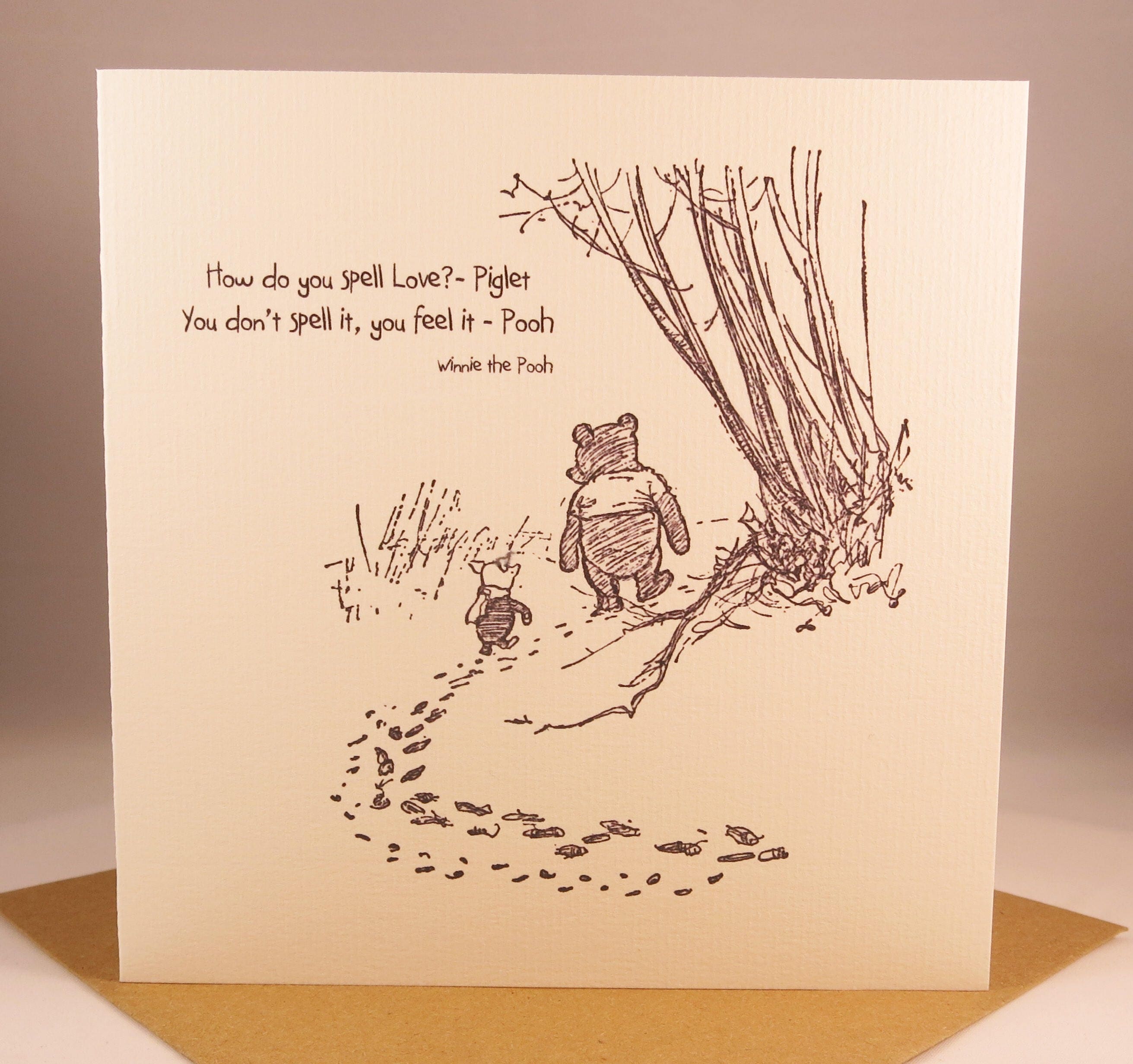 Winnie the Pooh Birthday Anniversary Card Girlfriend wife