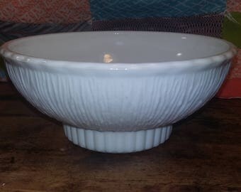 F.T.D. white glass bowl with bark like texture