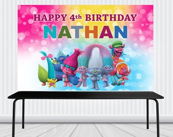 Trolls birthday banner printable, trolls party, trolls banner, trolls poster, troll party supplies, trolls backdrop, birthday backdrop