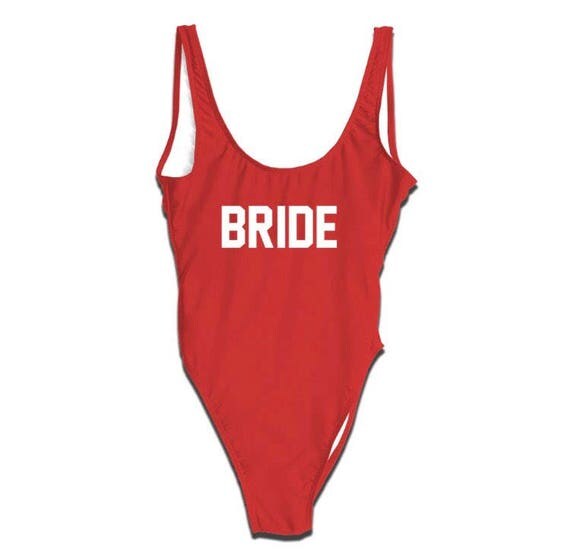 Bride red Lined Bathing suit swim suit one piece bridesmaid