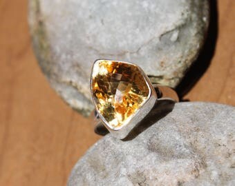 Natural citrine ring in sterling silver