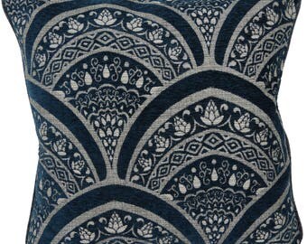 Crushed Ornate Blue Velvet