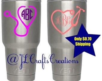 Yeti Monogram Decal - Personalized Sticker - Monogram Decal - Yeti Decal for Women - Monogram Sticker - RTIC Decal - Name Decal