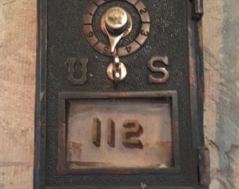 Antique bronze US post office mailbox door - Small