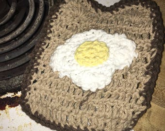 Egg and toast potholder/dishcloth