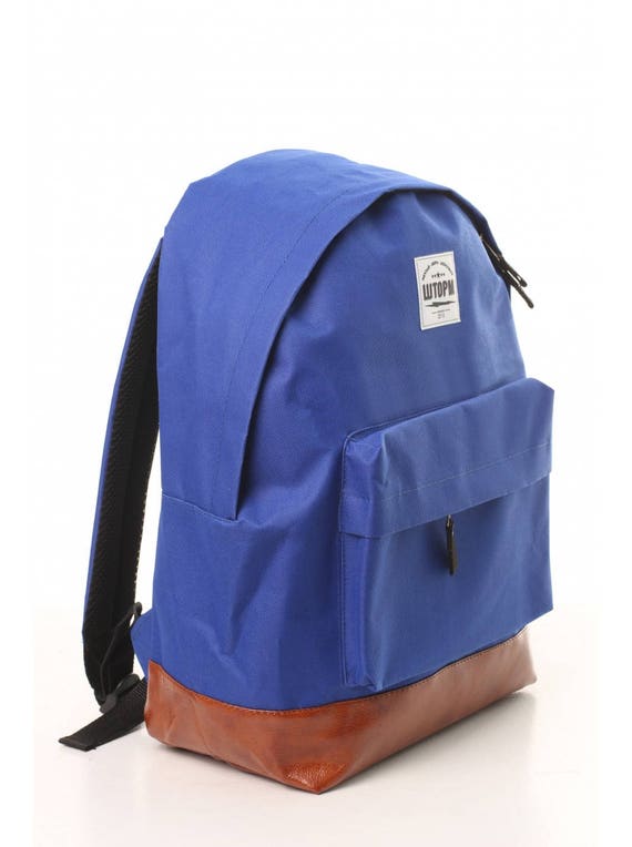Blue Backpack Canvas Backpack Laptop Backpack Vegan Backpack