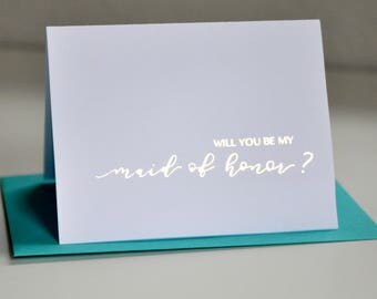 Foiled Bridesmaid Proposal Card | Calligraphy | Will You Be My Bridesmaid | Wedding Party Cards | Gold | Silver | Rose Gold