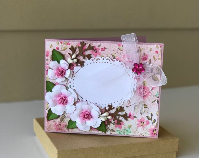 Custom card /3D/Birthday Card/Mother's Day Card/Valentine's Card/Anniversary Card/Wedding Card/Congratulations Card/Pink/gift card holder