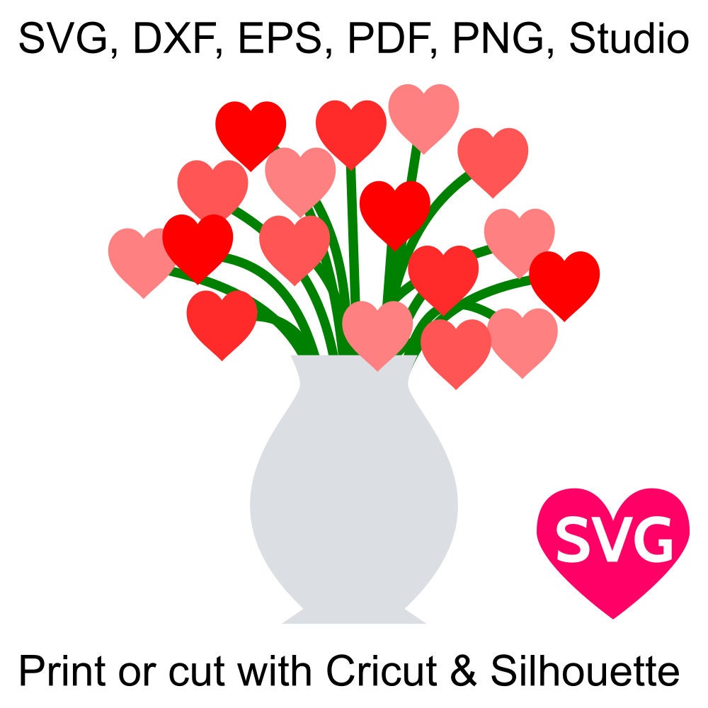 Download Bouquet of Heart Flowers SVG file to print or cut with ...