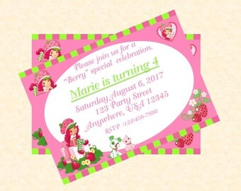 Strawberry Shortcake Invitation/Happy Birthday/Digital/DIY/Girl Birthday Party