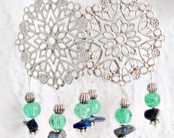 Watery green oriental fancy earrings