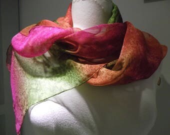 Hand-painted chiffon silk scarf: