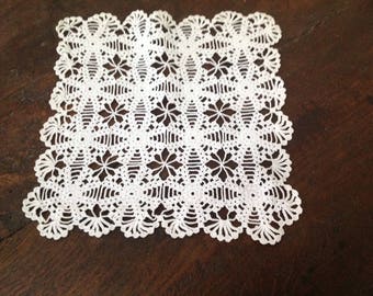 Small vintage square lace crochet doily