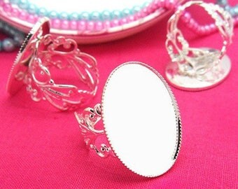 25 * 18mm: 1 adjustable silver ring Arabesque filigree 25 * 18mm cabochon