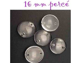 10 glass cabochons 16 mm drilled for jewelry making craft