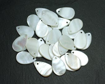 10pc - Pearl White drops 19mm 4558550016638 charms