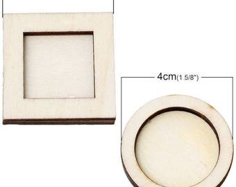 CADRE BOIS LOT:1cadre carré et 1cadre rond en bois 4cm environ Lot de 2 piéces