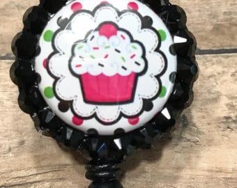 Cupcake retractable badge reel, badge clip, ID card holder, badge holder