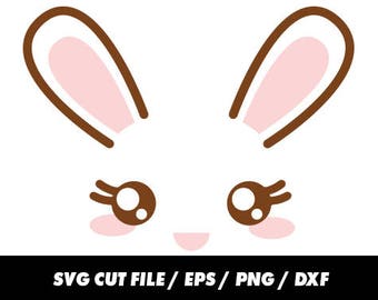 Bunny svg files, Cute svg, Bunny cricut, Ears svg, Monogram frame silhouette svg, eps, png, dxf, Cute cricut, Kawaii svg, Bunny clipart