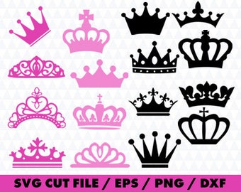 16 Crown svg files, Monogram clipart, Monogram svg, Queen clipart, monogram frame silhouette svg eps png dxf Cut Print Mug Shirt Decal
