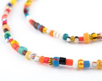 African Waist Beads: Ghanaian Belly Chain Jewelry Gift for Her Gift for Women Authentic Glass Bead Belt Colorful Tribal Boho Body Jewelry