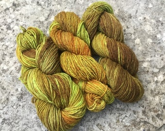 450 g hand dyed and handspun wool.
