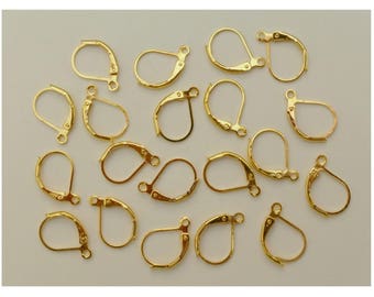 20 hooks SLEEPERS supports EARRINGS metal dore 10 x 15 mm - creation jewelry beads